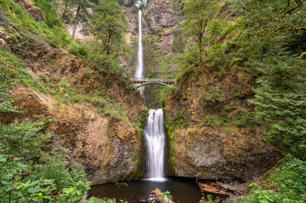 Multnomah Falls, the most famous of the Columbia River Gorge waterfalls
